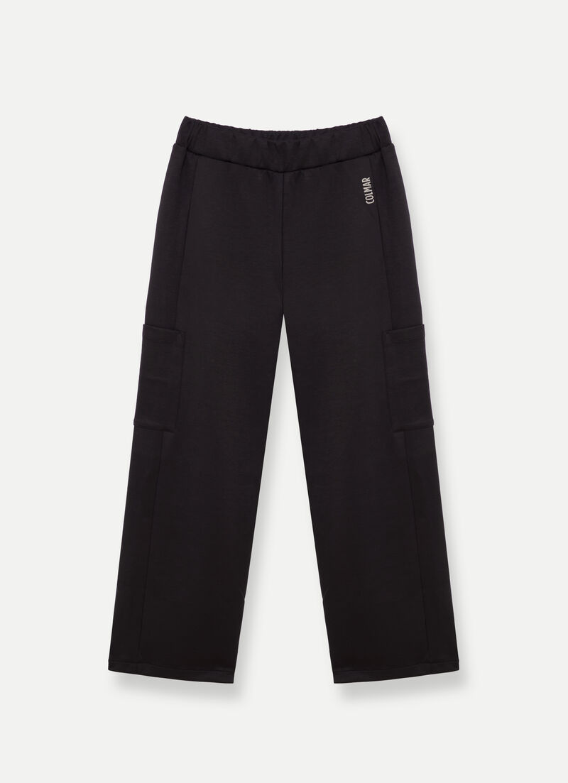 Stretch trousers with side pockets
