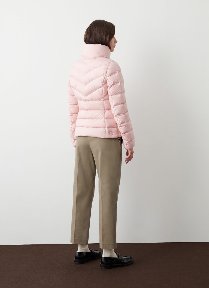 Mate fabric down jacket with high collar