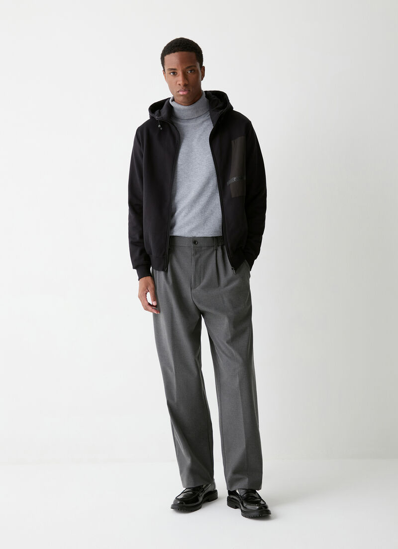 Full-zip sweatshirt with nylon details