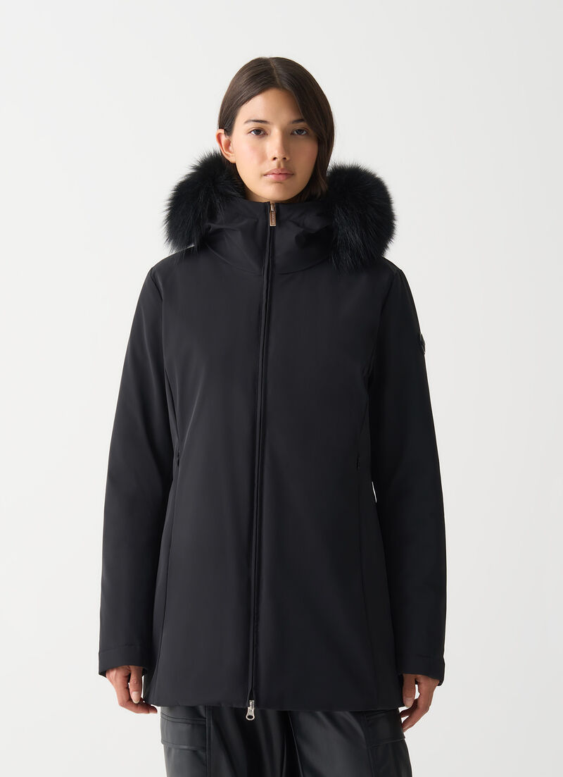 Waterproof down jacket with fur