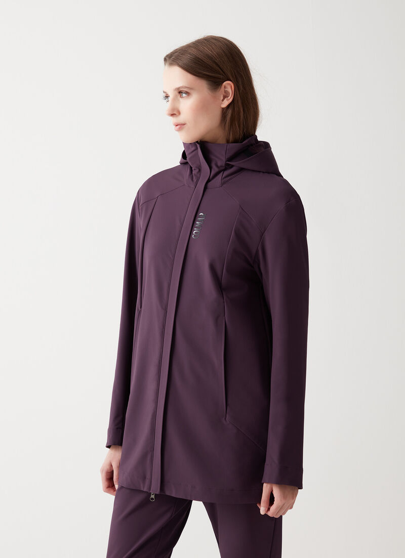 Mid-length jacket in stretch fabric