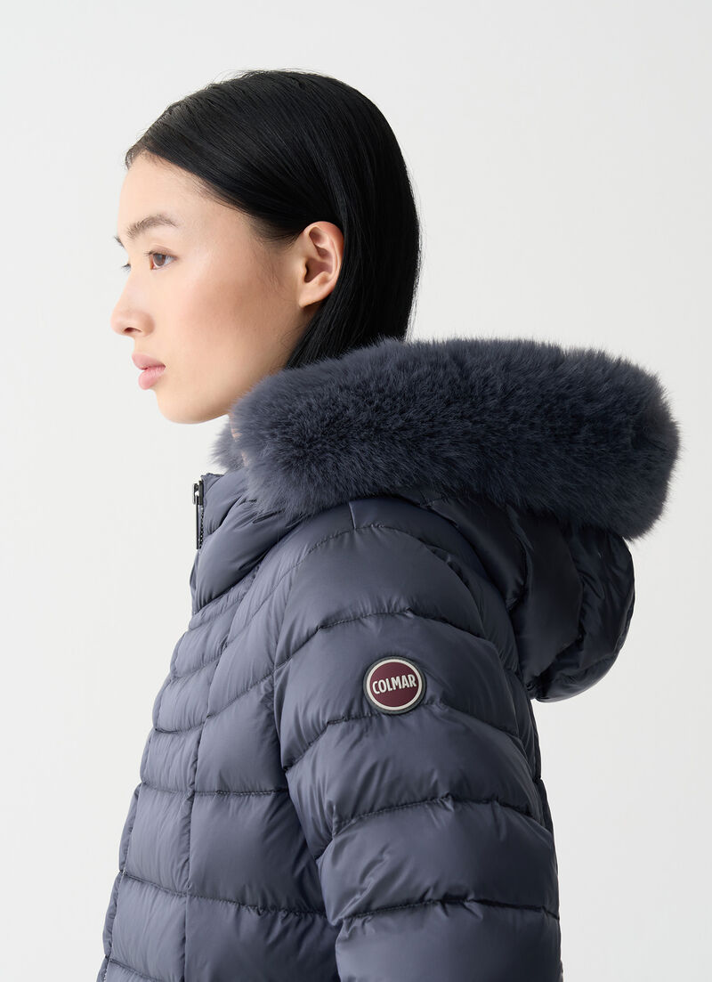 A-line down jacket with fur