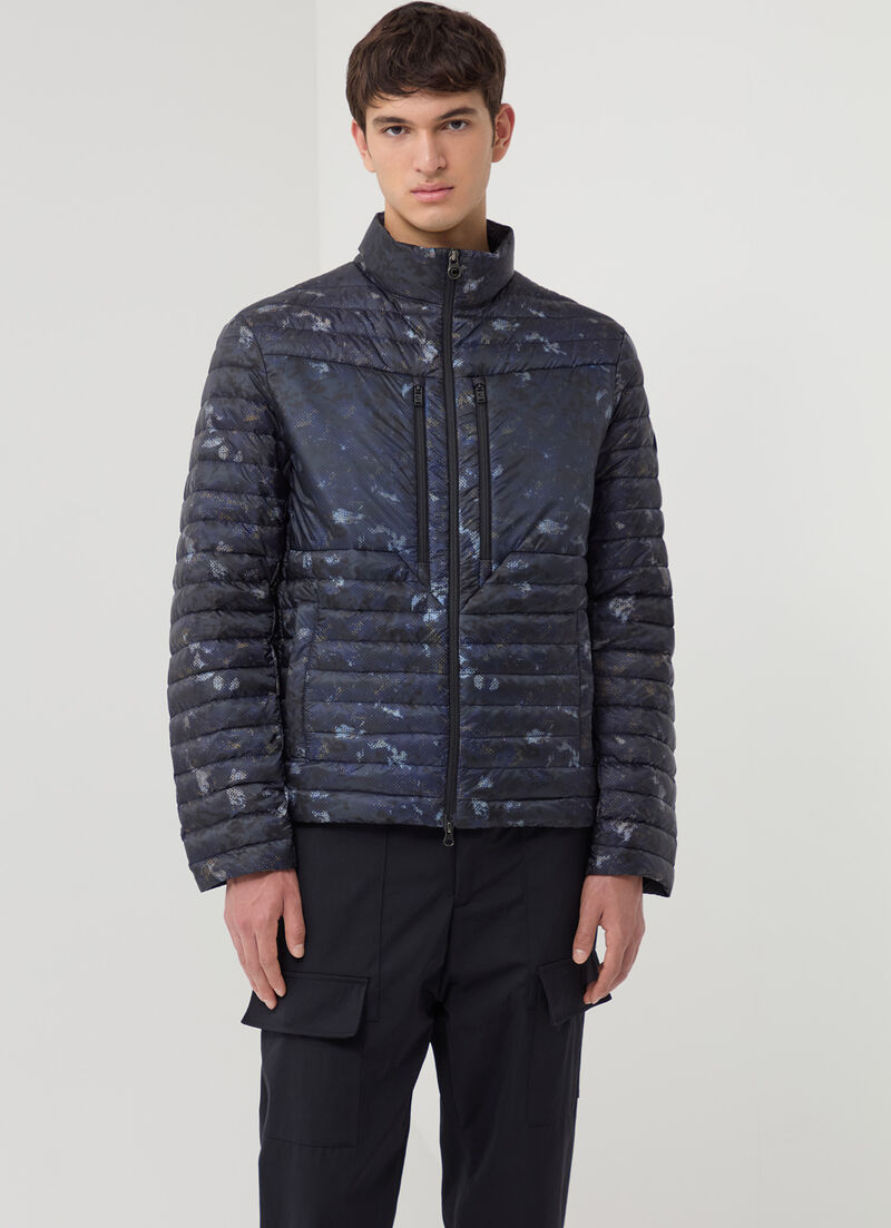 Pixelated camouflage down jacket