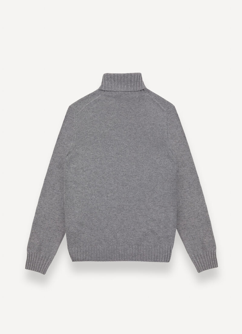Branded wool polo-neck pullover