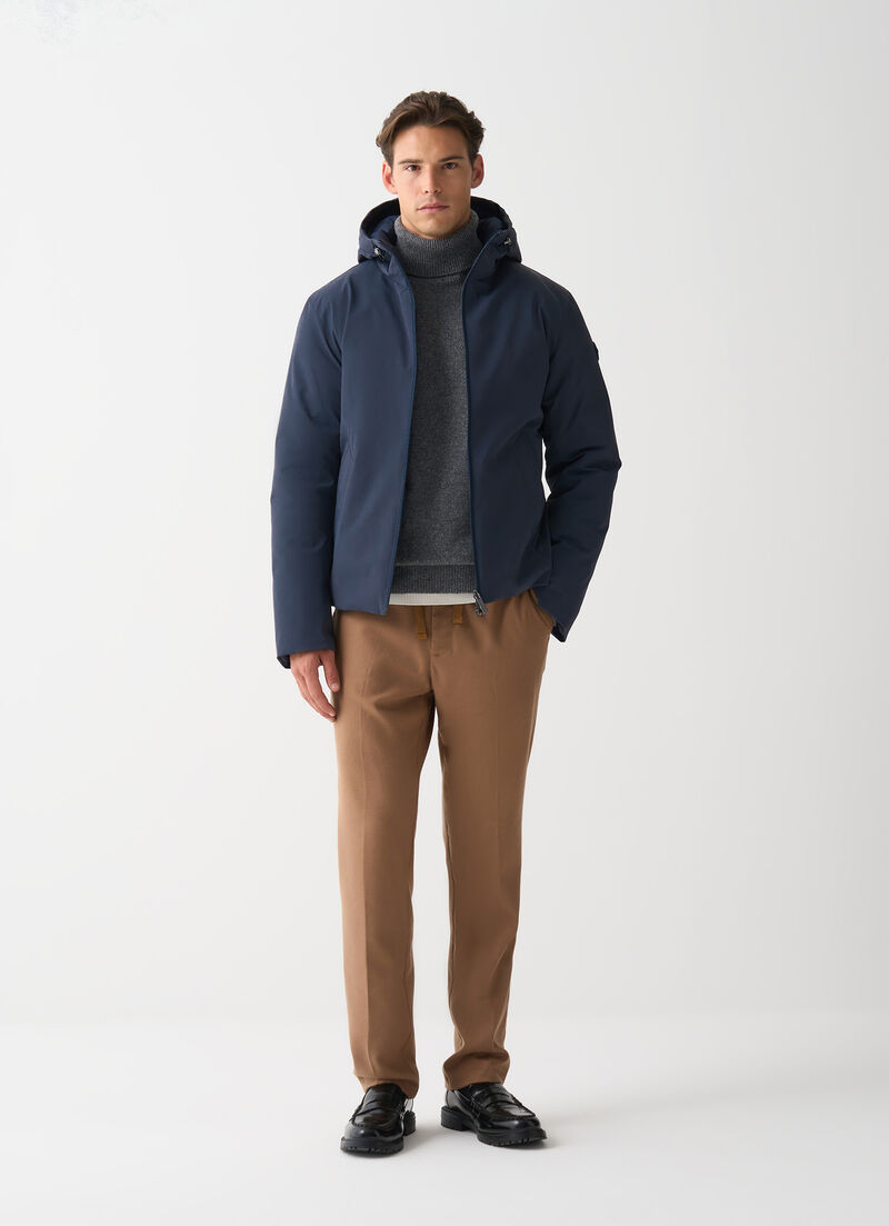 Reversible waterproof down jacket