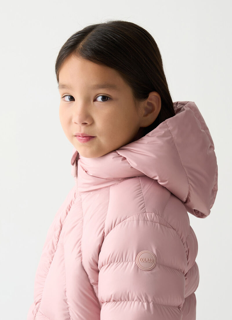 Quilted down jacket with hood