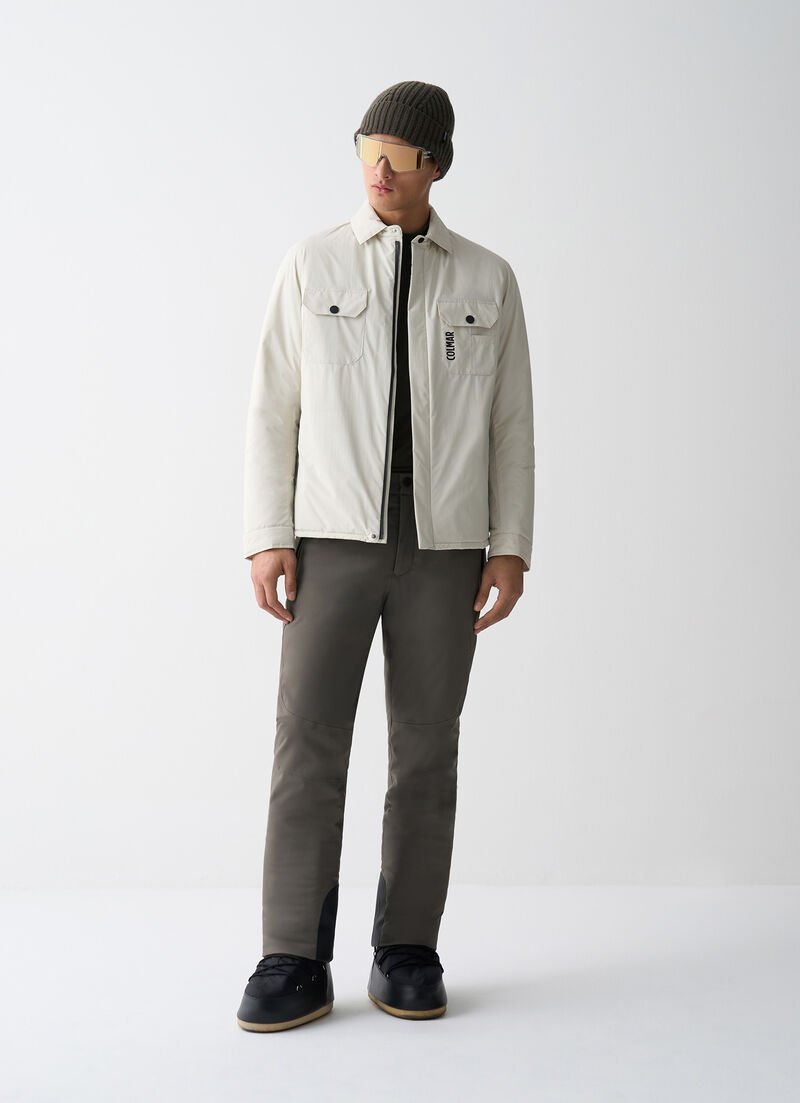 Shacket with insulating down jacket