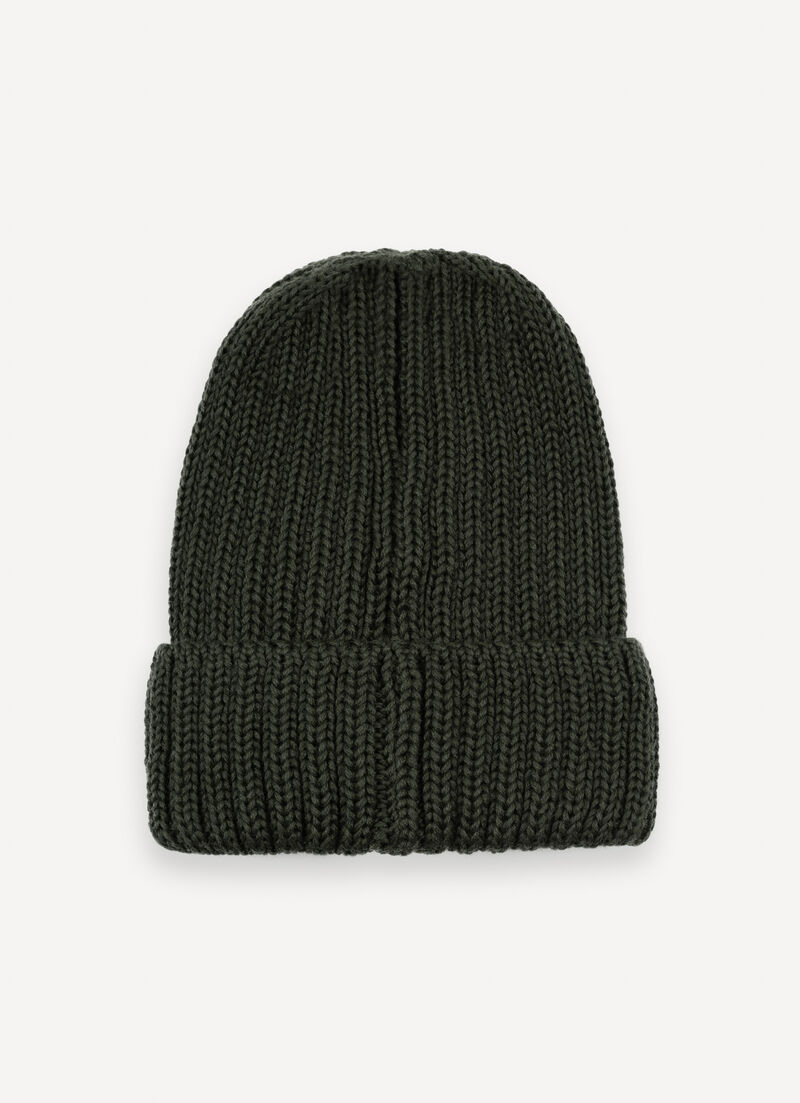 Unisex rib-knit hat with turn-up