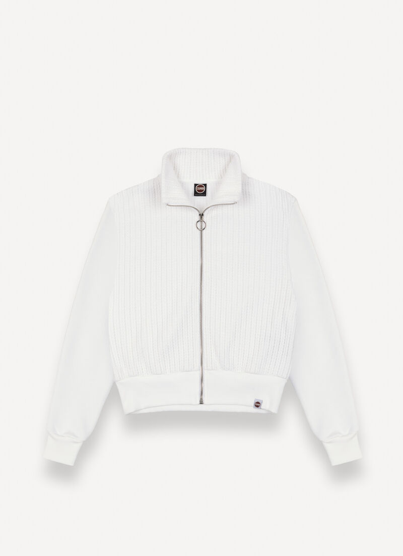 Cable-knit zip-up sweatshirt