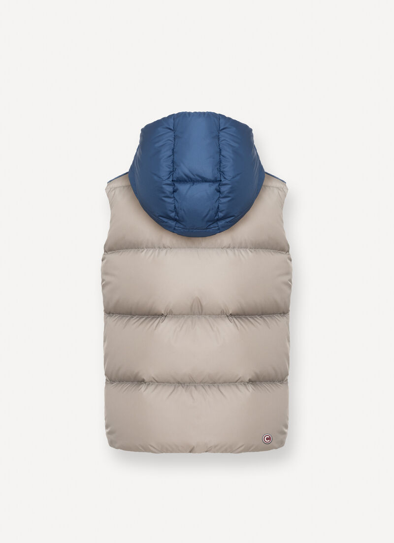 Two-tone down vest with hood