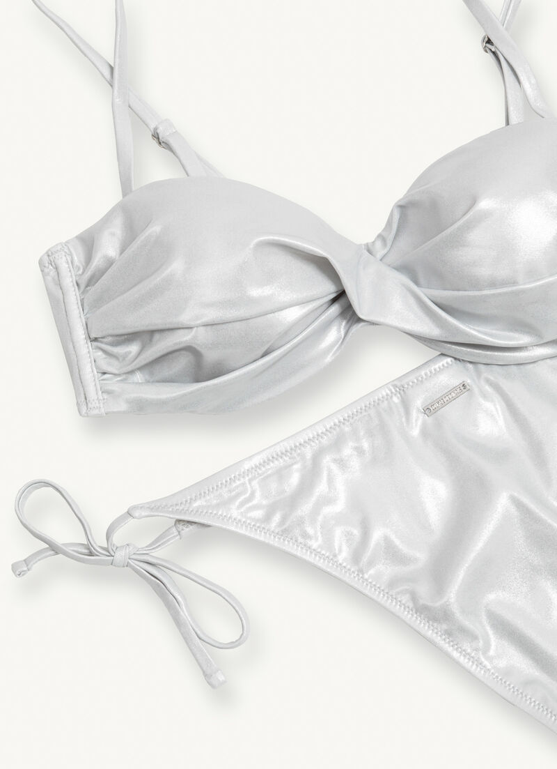 Balconette bikini with glitter coating