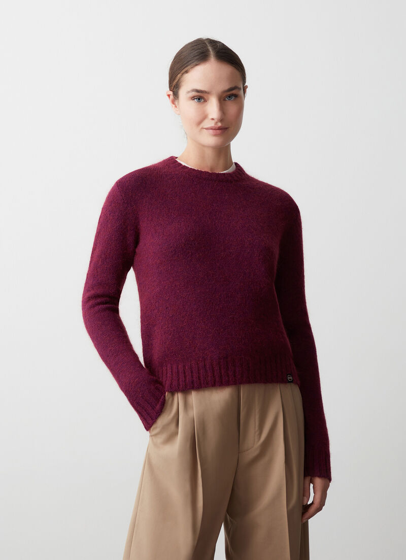 Crew-neck mohair-blend pullover