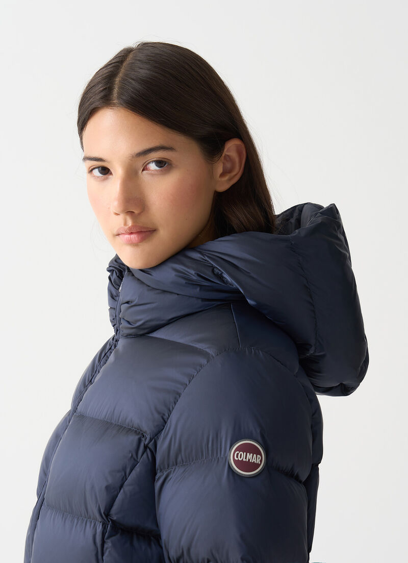 Long down jacket with hood