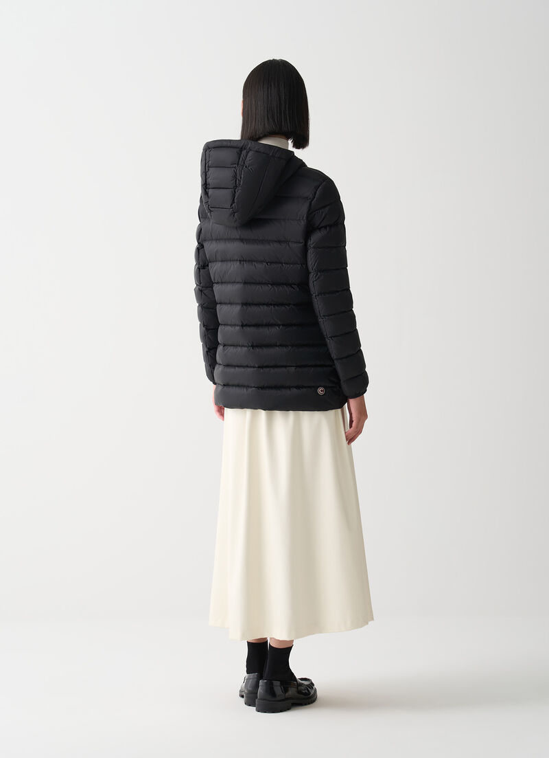 Fitted down jacket with hood