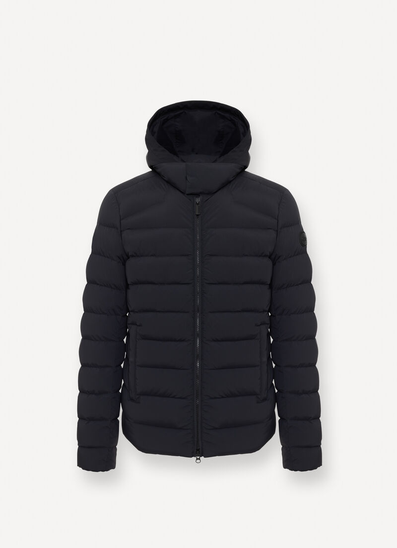 Quilted down jacket with bib
