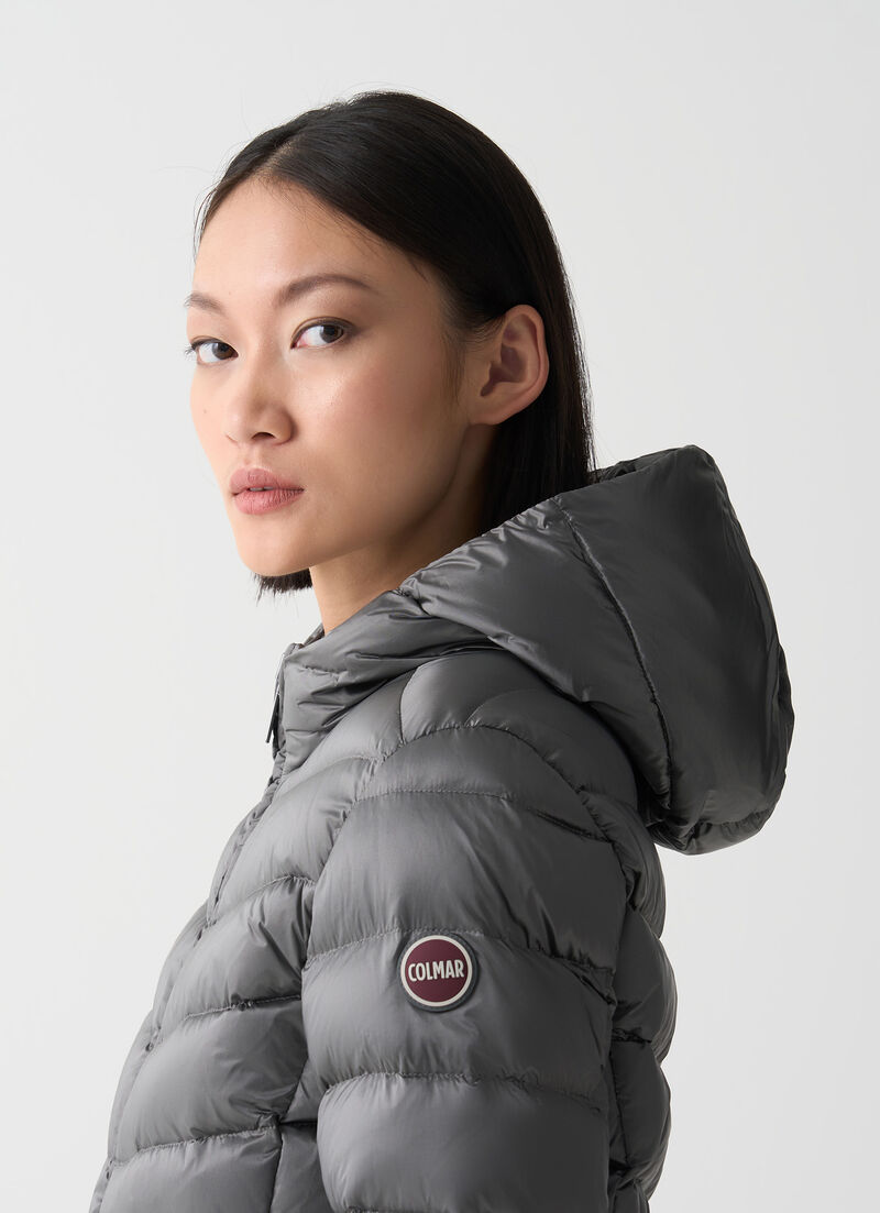 Quilted down jacket with hood