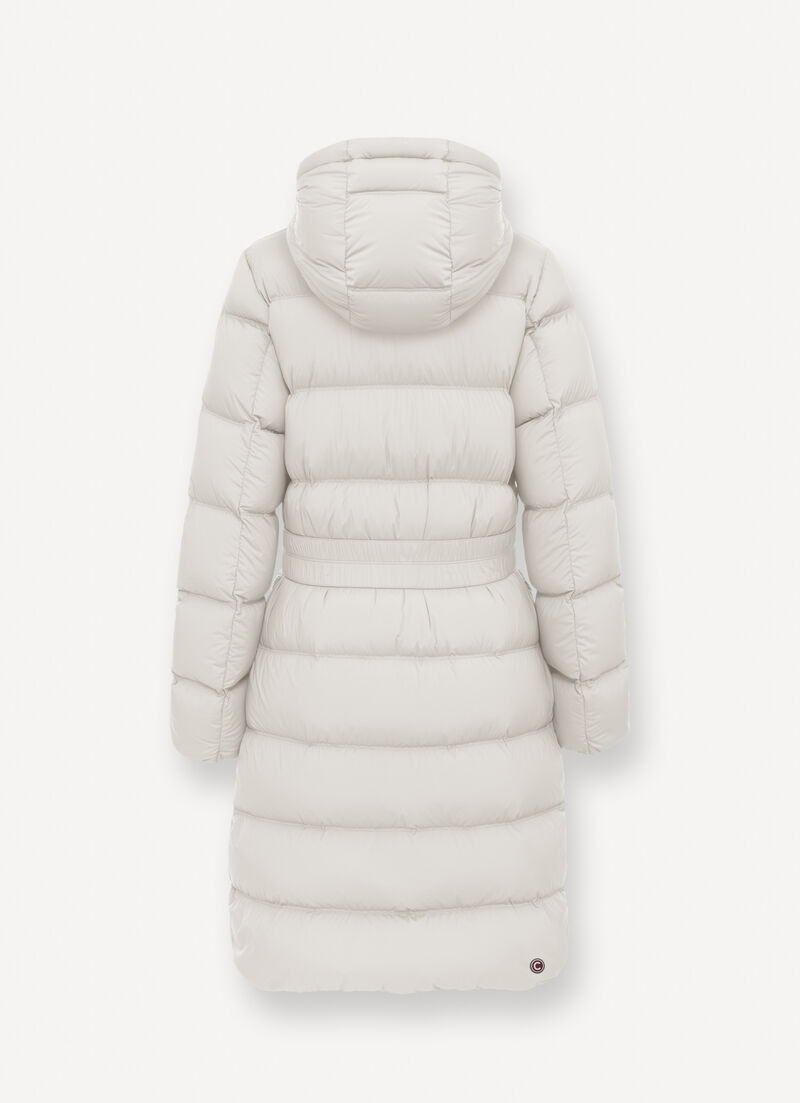 Super-matte stretch down jacket with belt