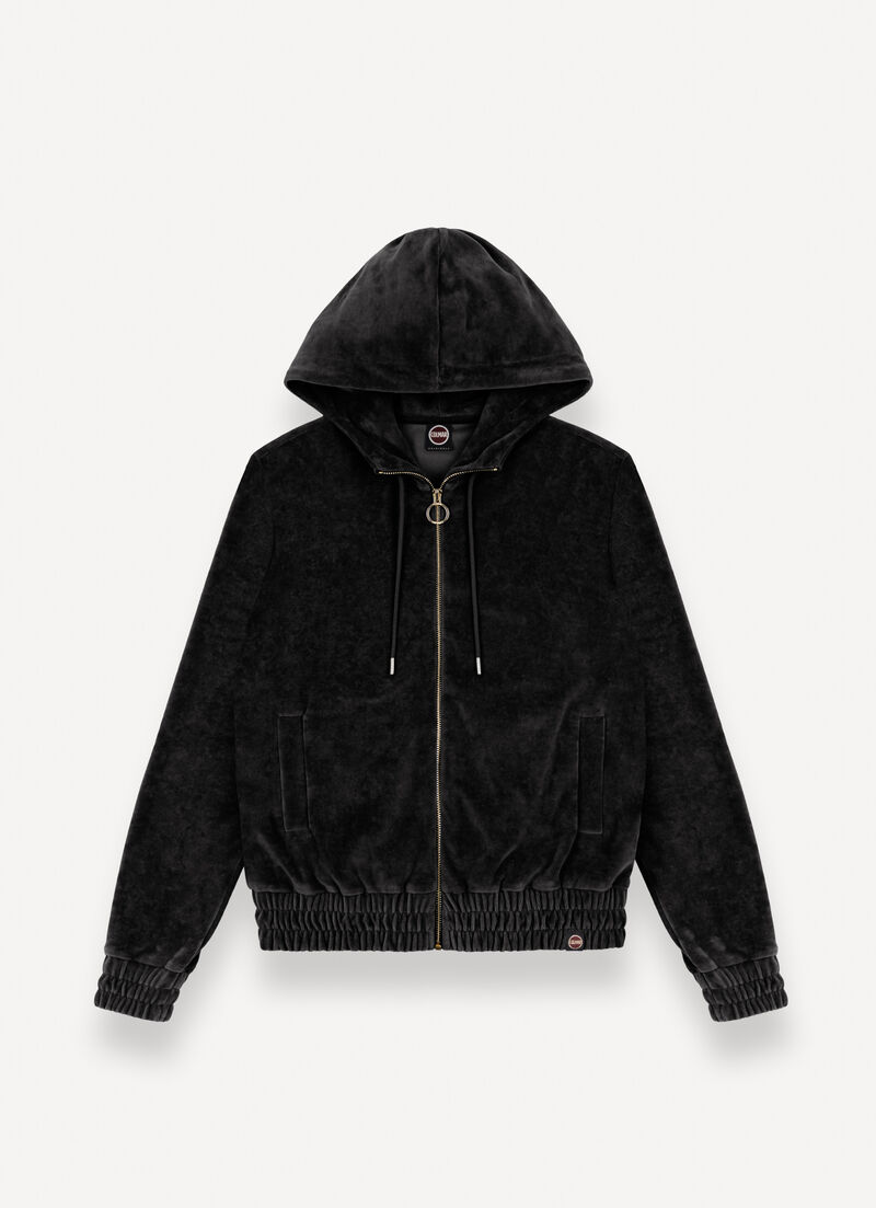 Velvet sweatshirt with zip