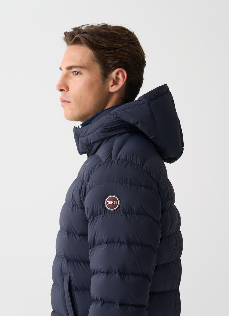 Down jacket with detachable hood