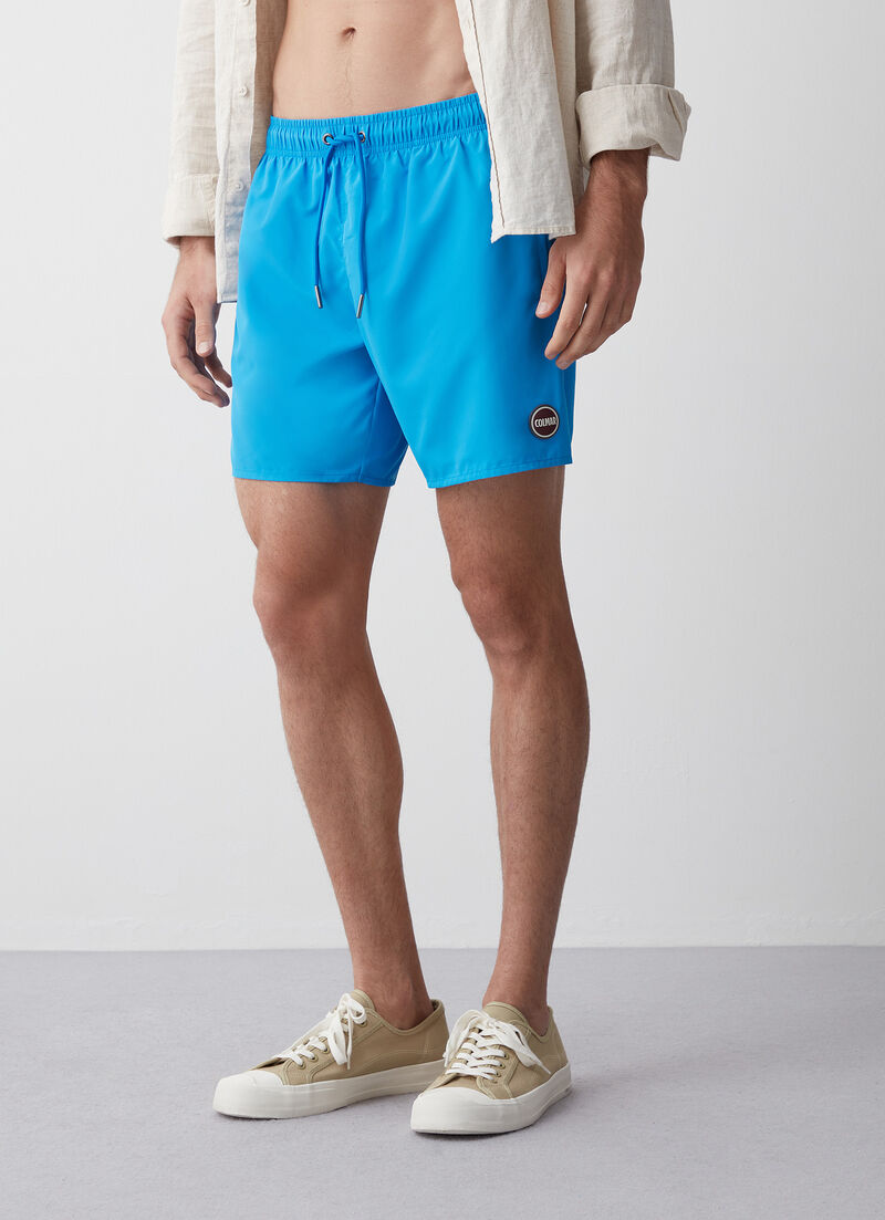 Solid colour swimsuit with elasticated waist