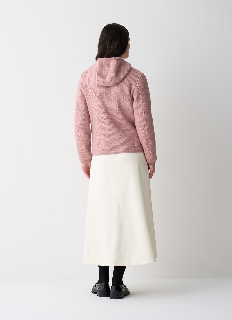Rib-knit pullover with hood
