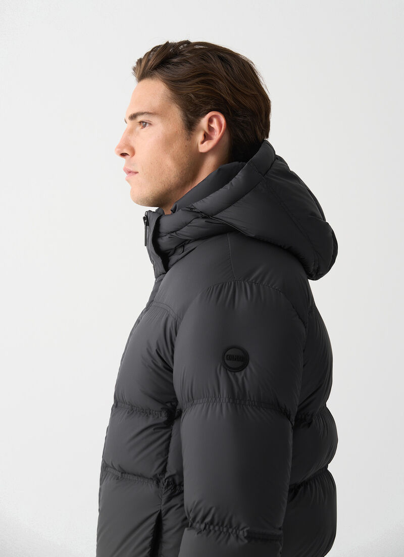 Puffy down jacket with hood