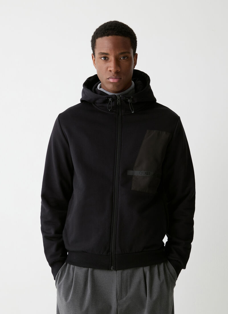 Full-zip sweatshirt with nylon details