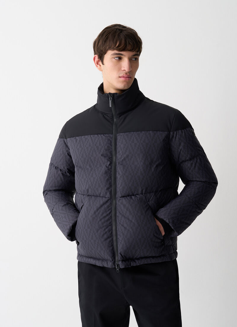 Down jacket with geometric print