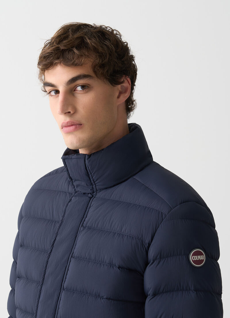 Down jacket with padded collar