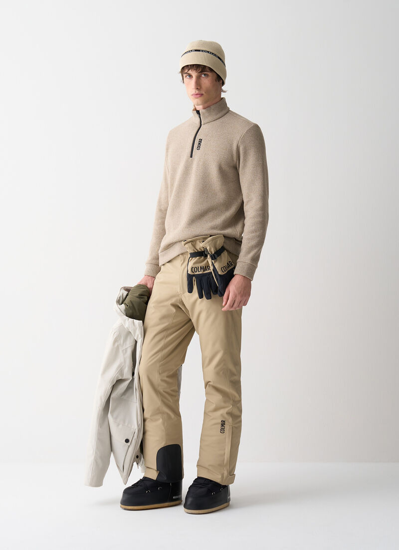 Half-zip wool ski fleece