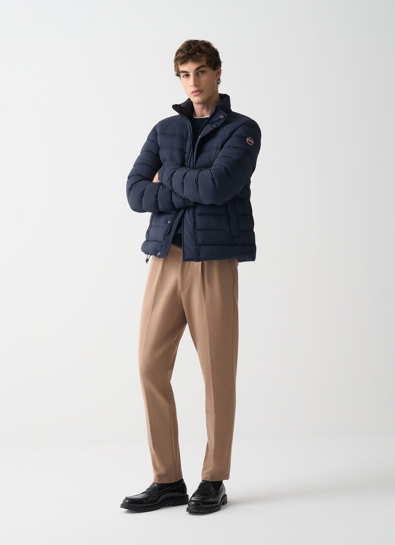 Down jacket with padded collar