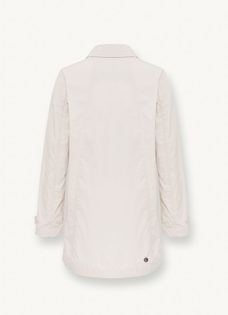 Long cotton-look fabric jacket