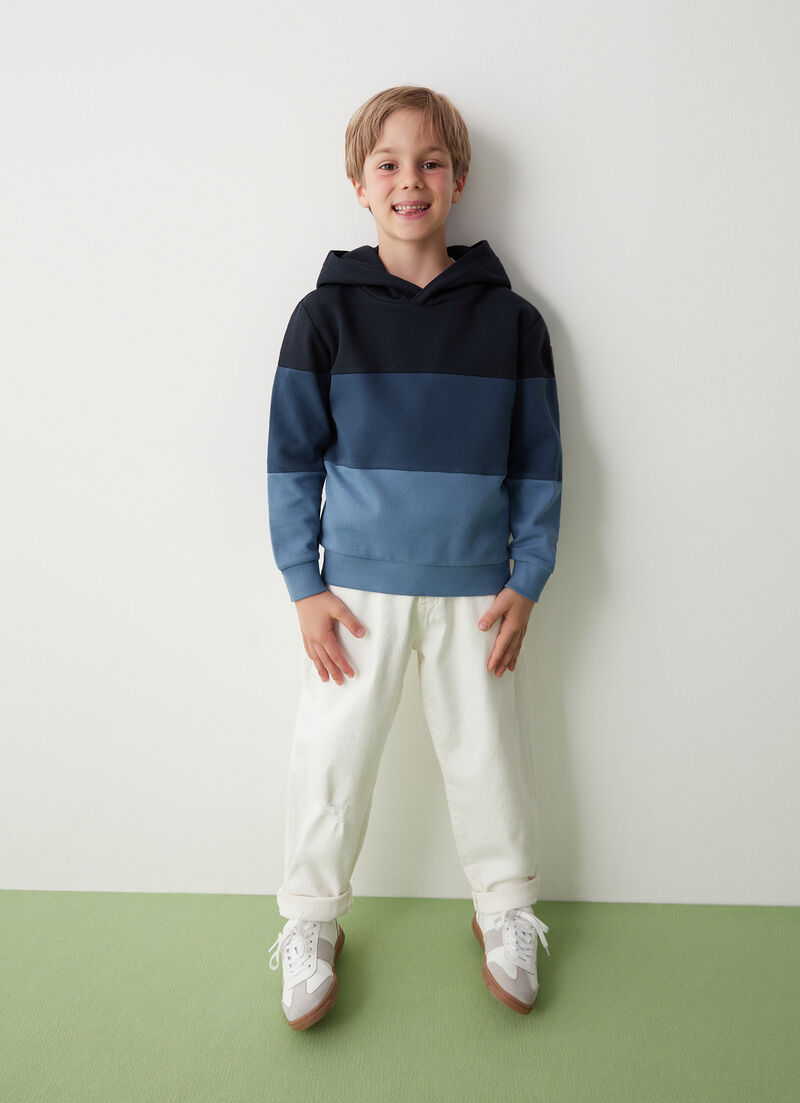 100% cotton piqué hooded sweatshirt