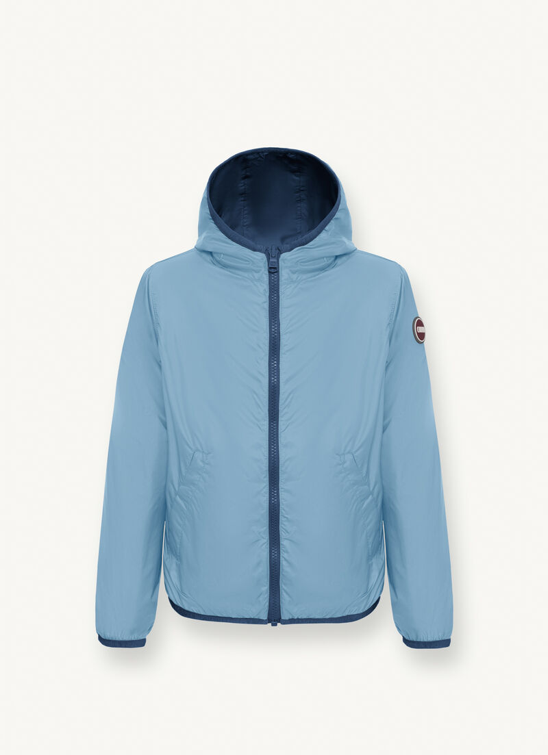 Reversible jacket with hood