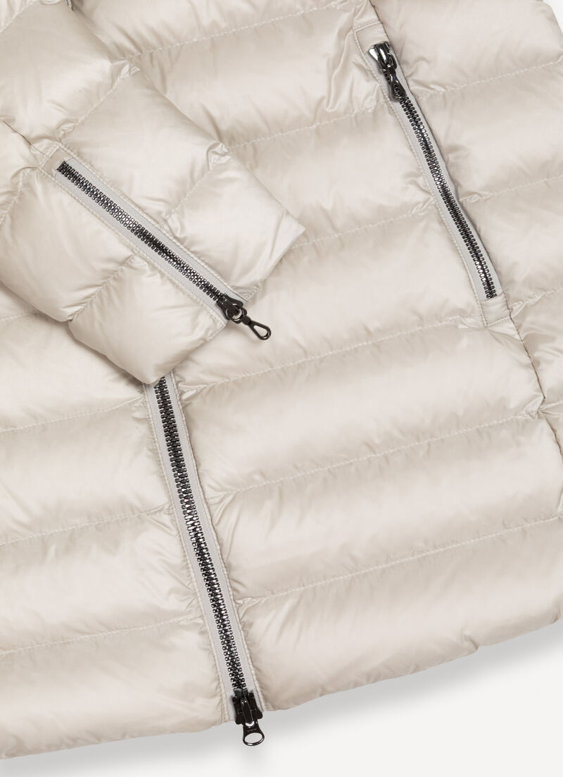 Hooded A-line down jacket