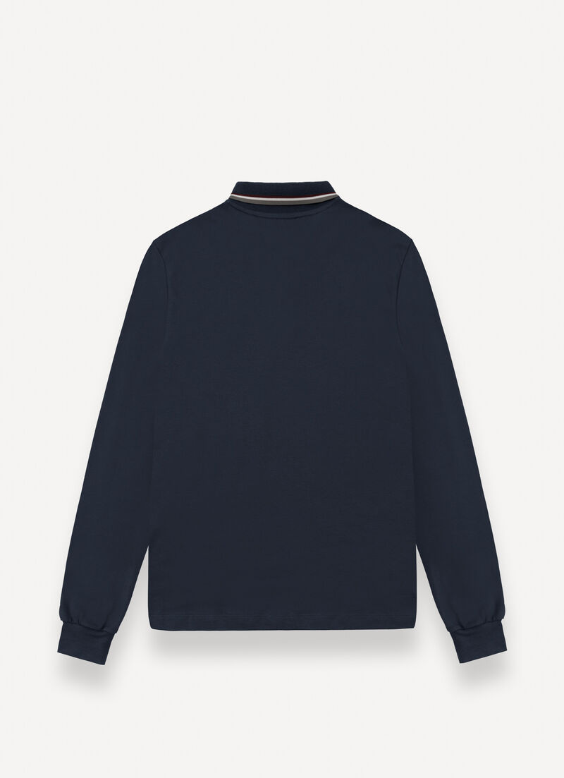 Long-sleeved tricolour polo shirt