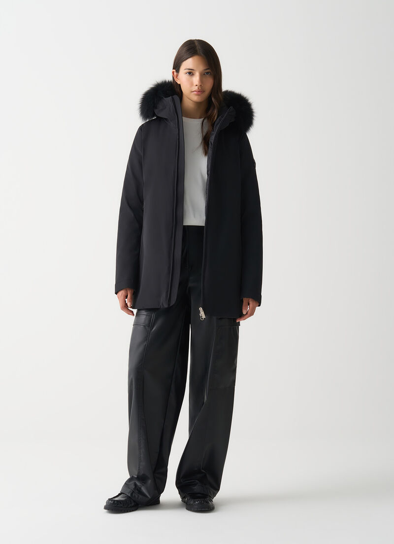 Waterproof down jacket with fur