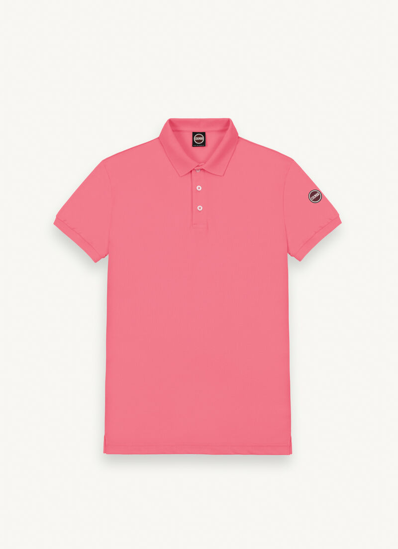 Stretch piqué cotton polo shirt