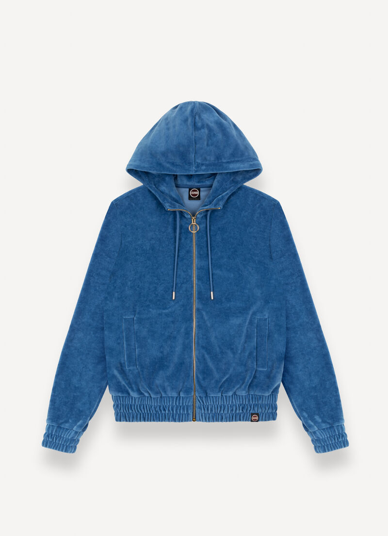 Velvet sweatshirt with zip