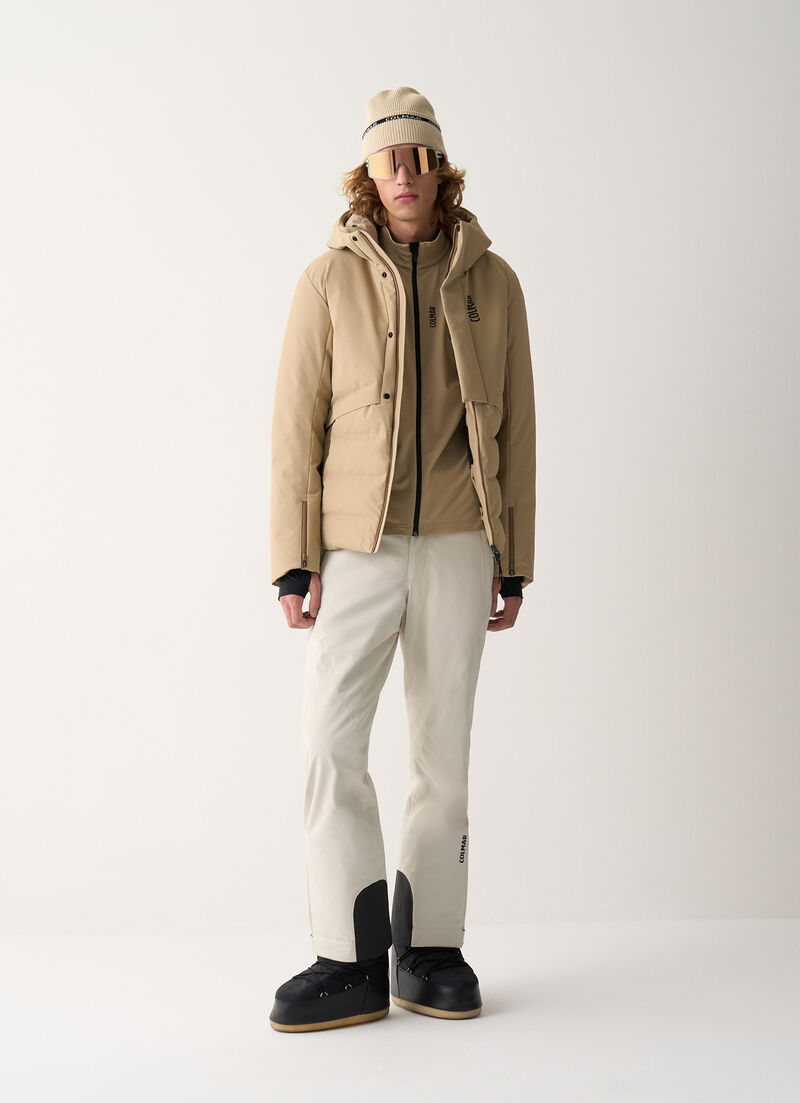 3D-effect padded ski jacket with seamless neck warmer