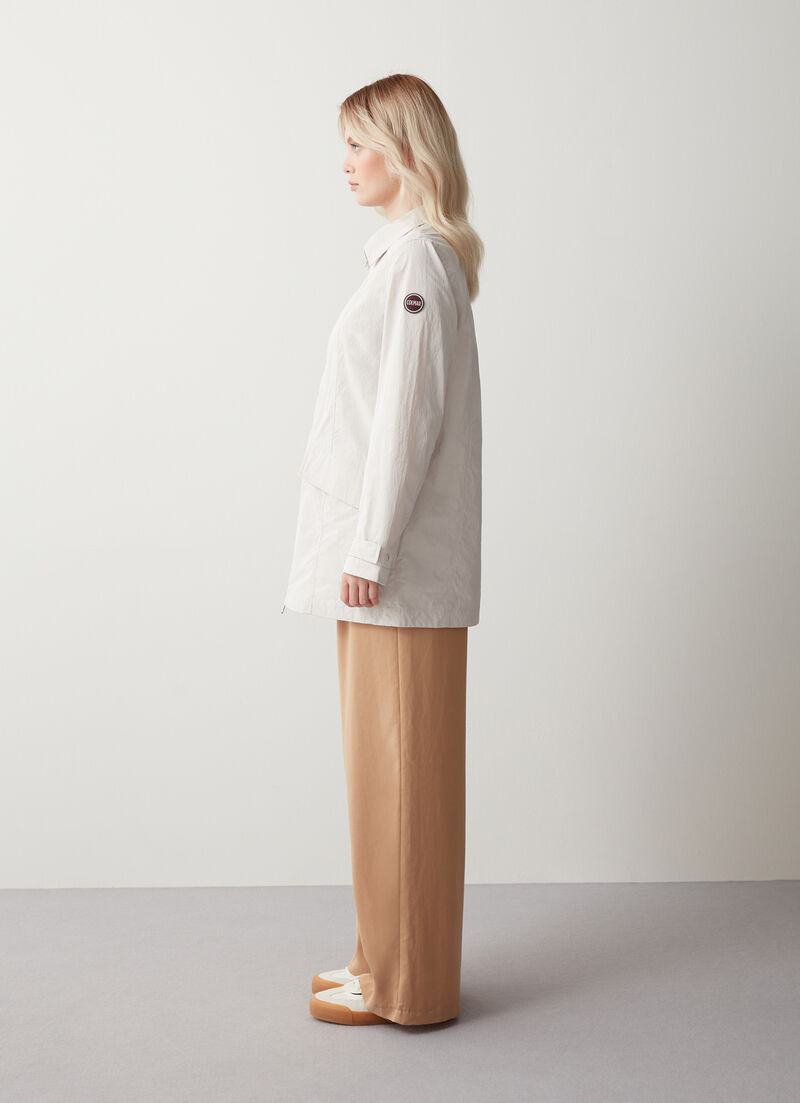Long cotton-look fabric jacket