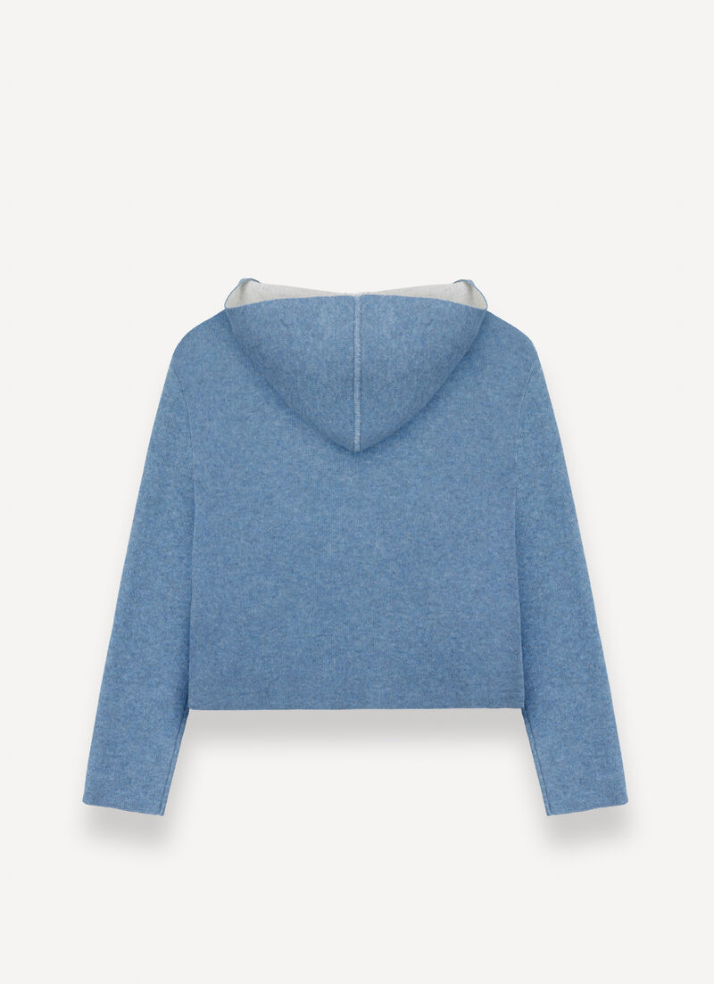 Open two-tone wool baize cardigan