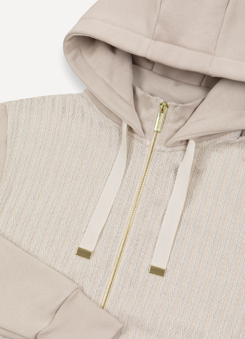 Cable-knit hooded sweatshirt