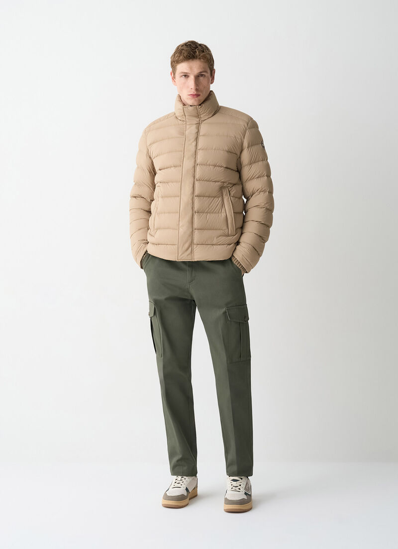 Down jacket with padded collar