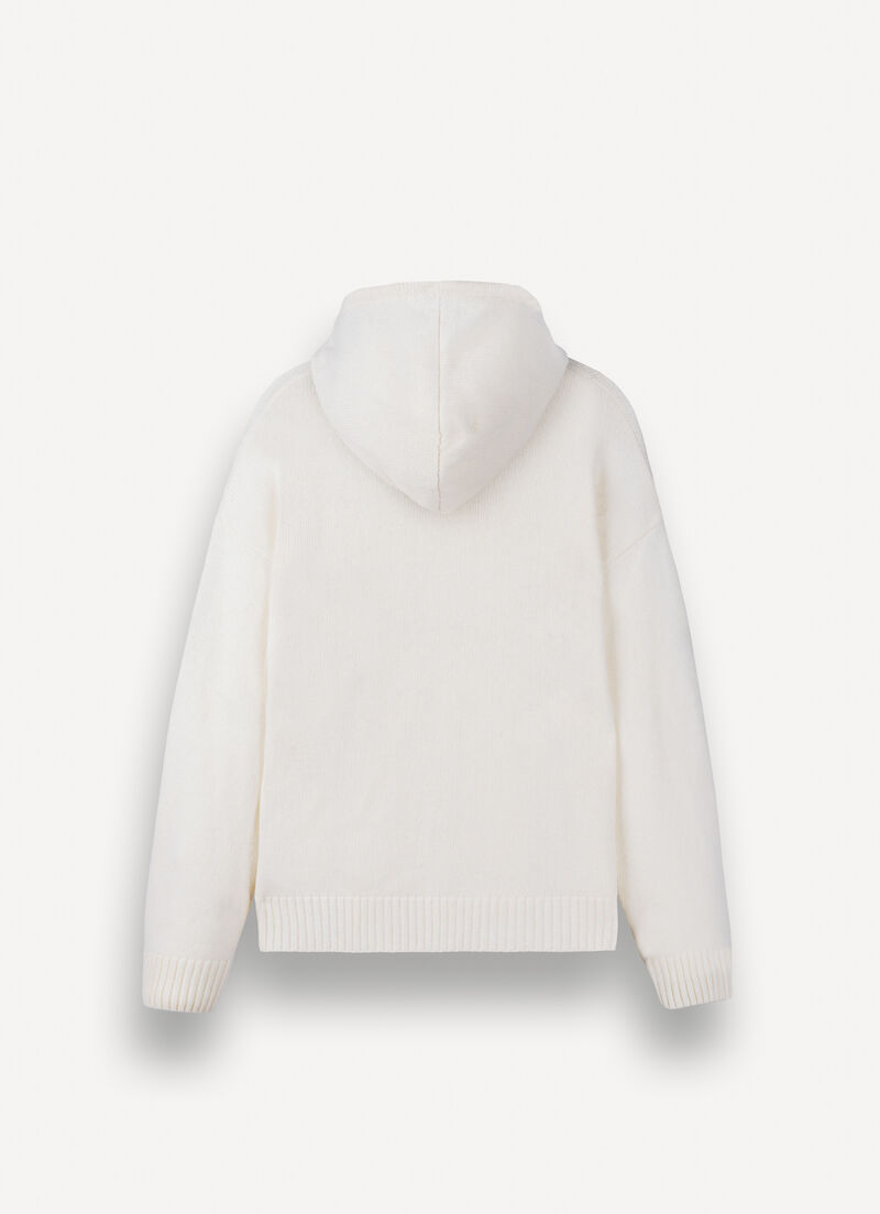 Wool-blend jumper with hood