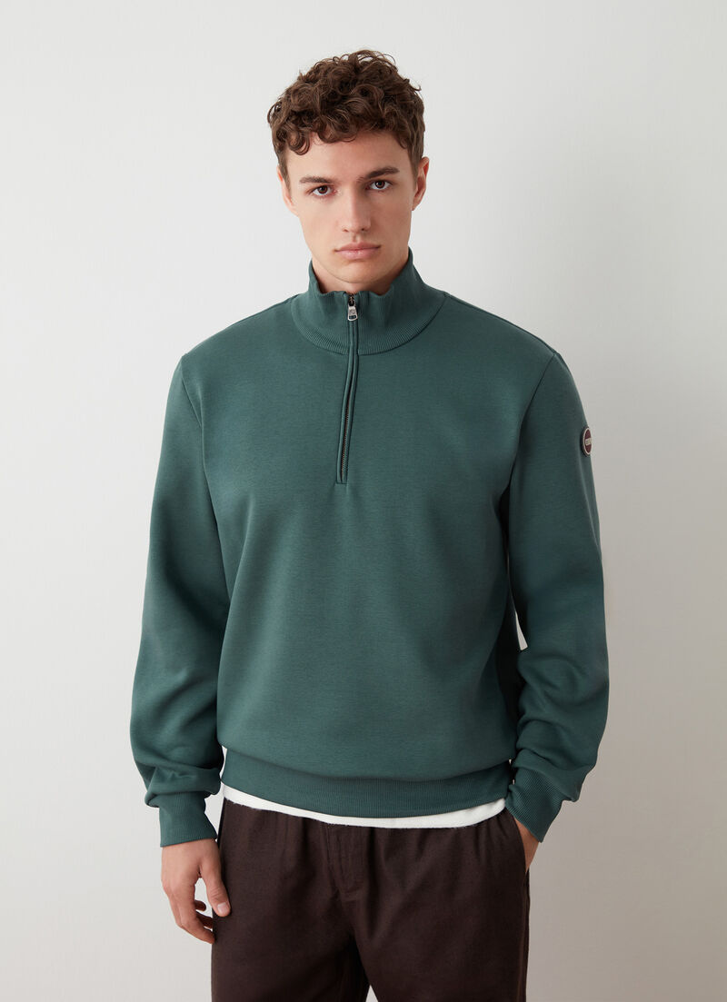 High-neck sweatshirt with half-zip