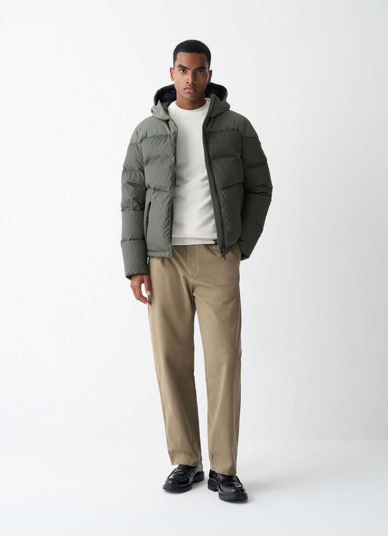 Down jacket with geometric print