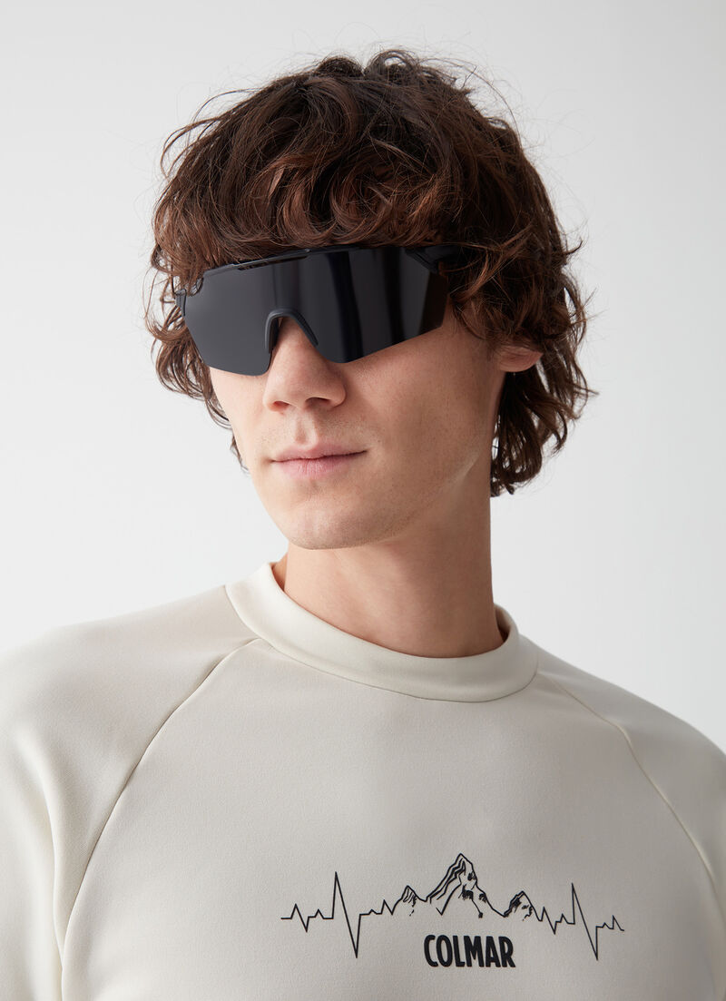 Printed crew-neck stretch ski fleece