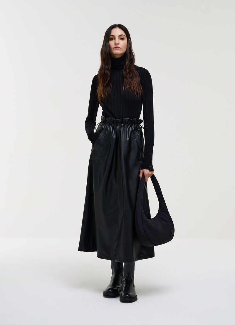 Faux leather midi skirt