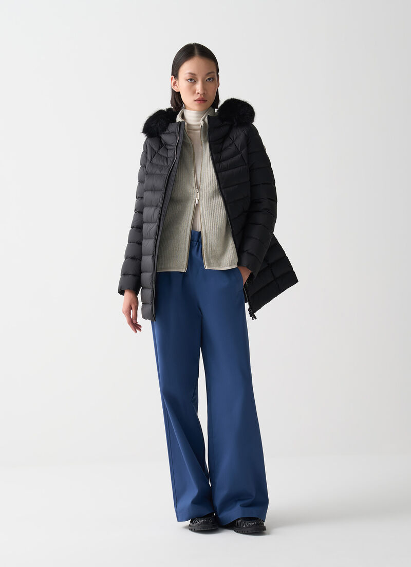 A-line down jacket with fur